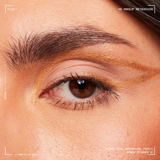 NYX PROFESSIONAL MAKEUP Amber Stunner pencil tip close-up for precise application