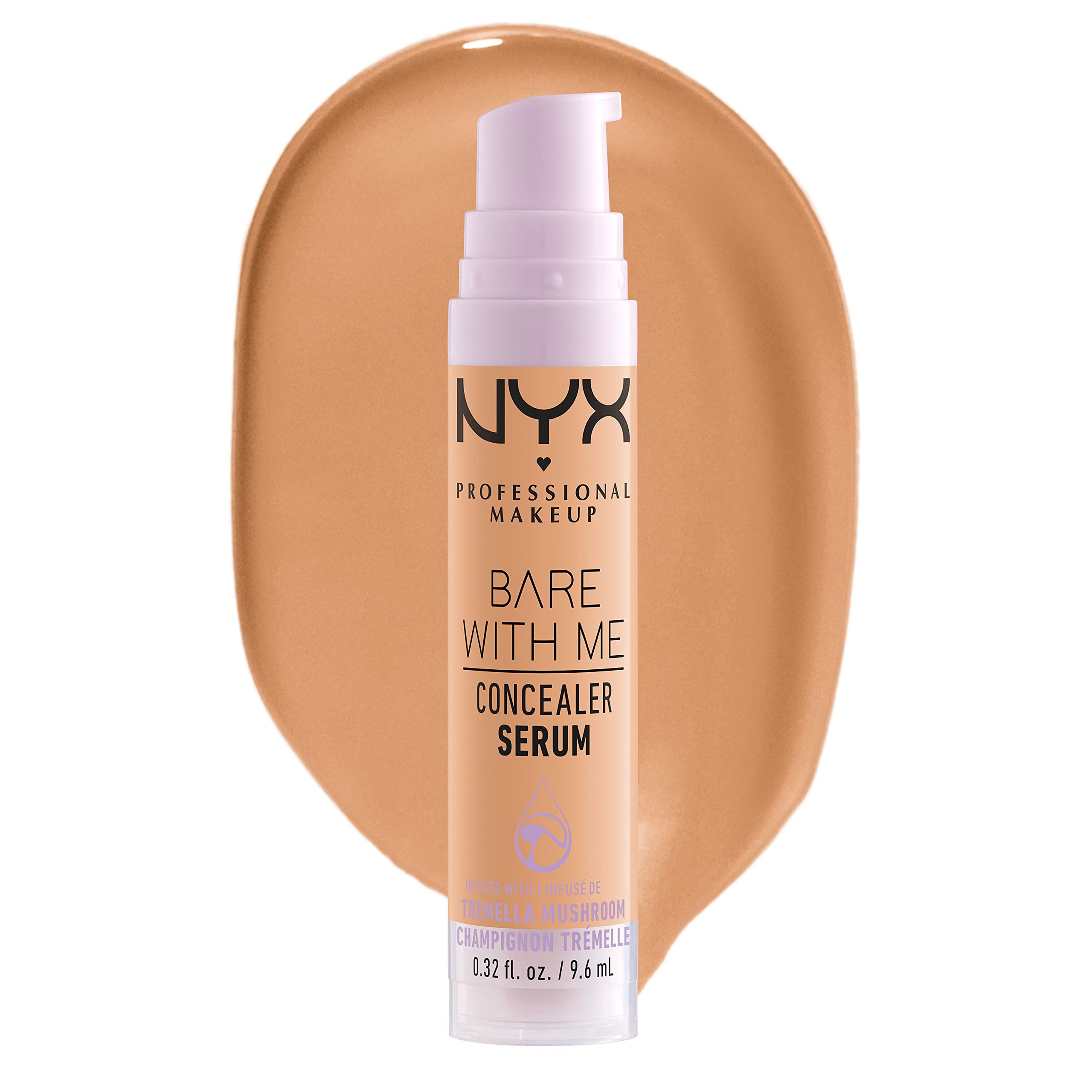 NYX PROFESSIONAL MAKEUP front packaging shows medium golden shade and benefits