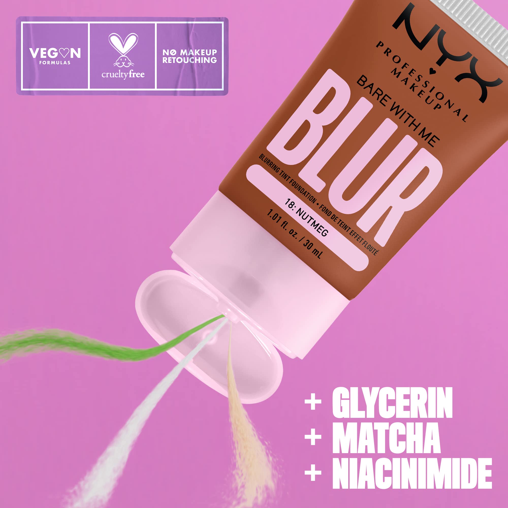 NYX PROFESSIONAL MAKEUP texture from pump showing lightweight hydrating formula