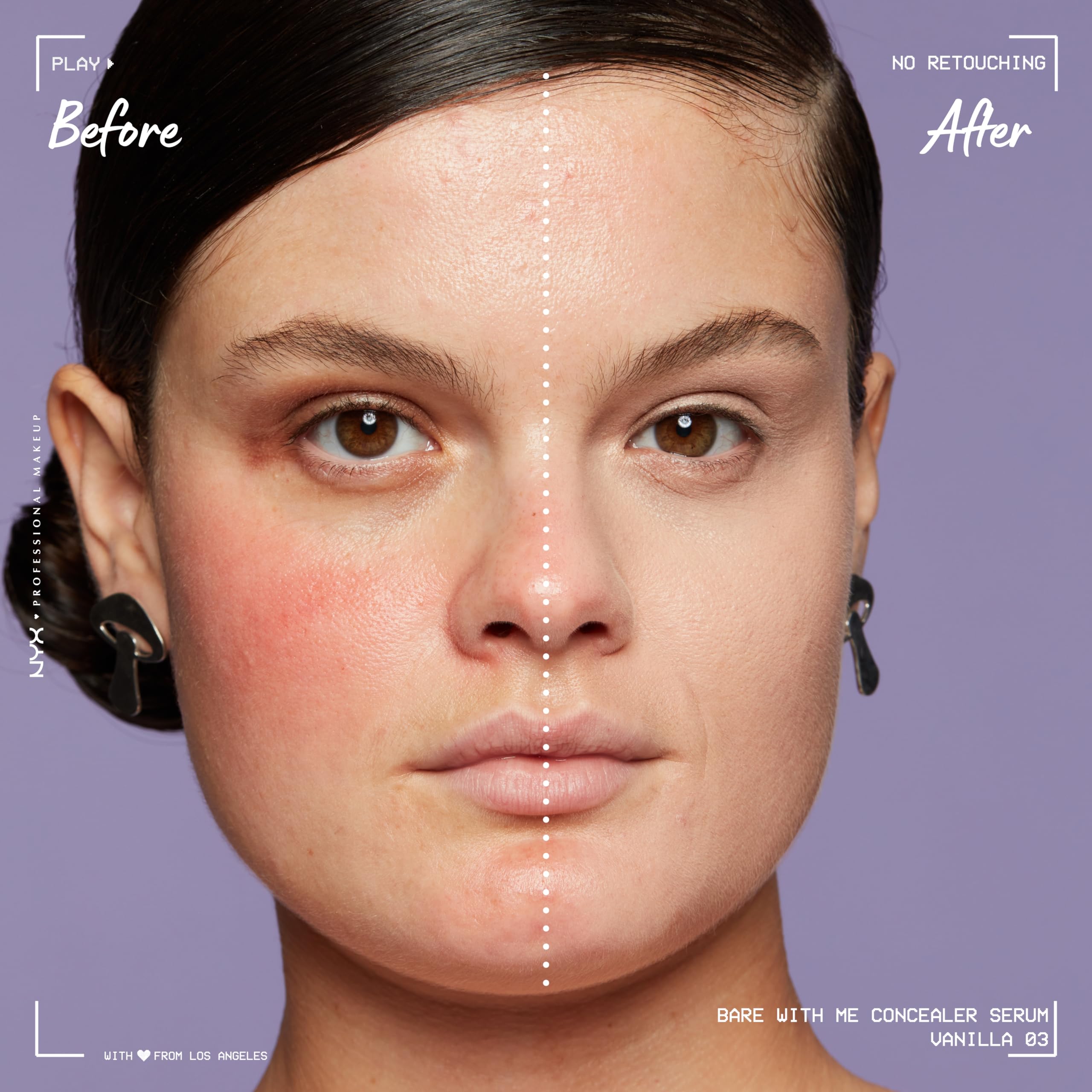 NYX PROFESSIONAL MAKEUP texture swatch of Bare With Me Concealer Serum highlighting hydrating, lightweight finish