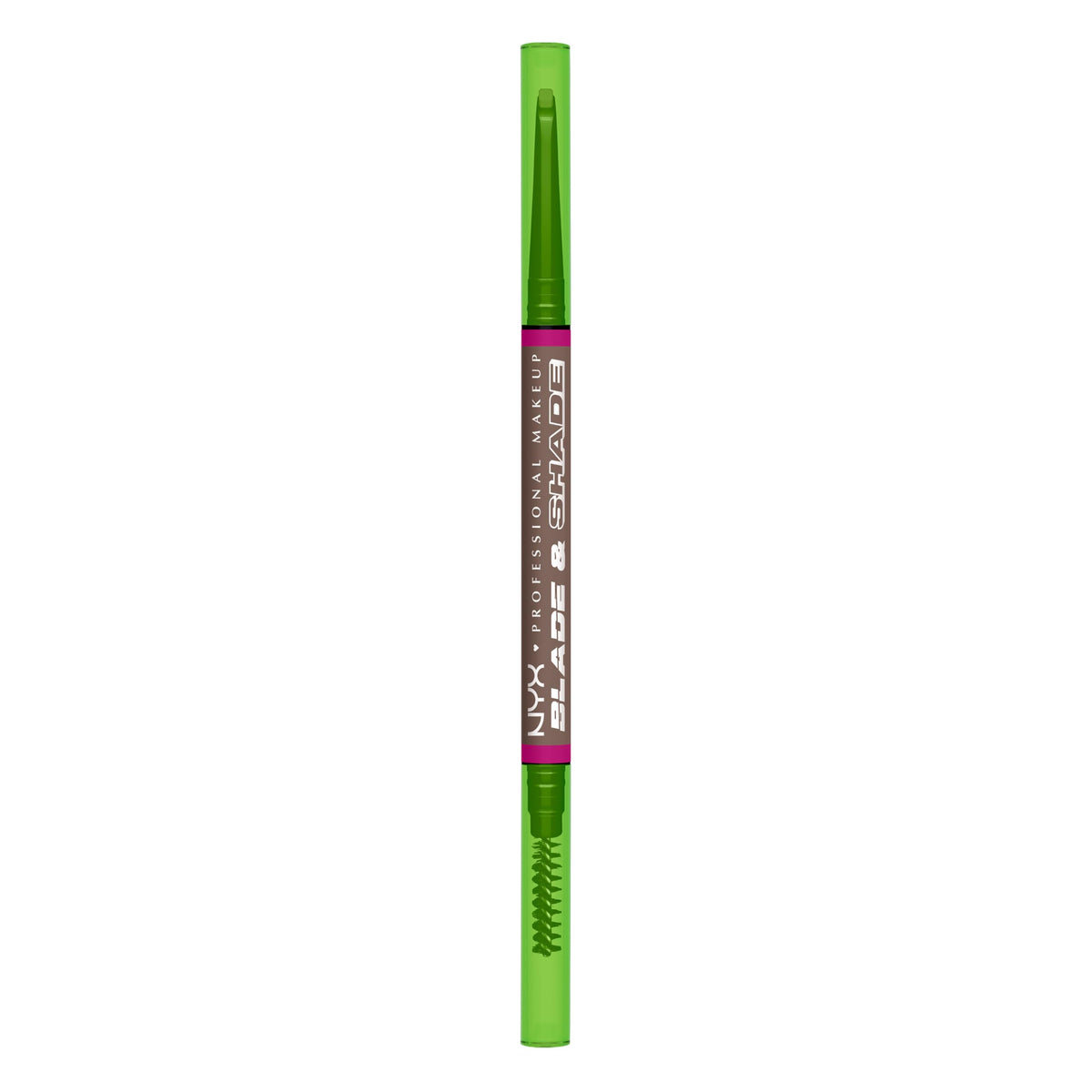 NYX PROFESSIONAL MAKEUP front packaging showing cool ash brown pencil and benefits