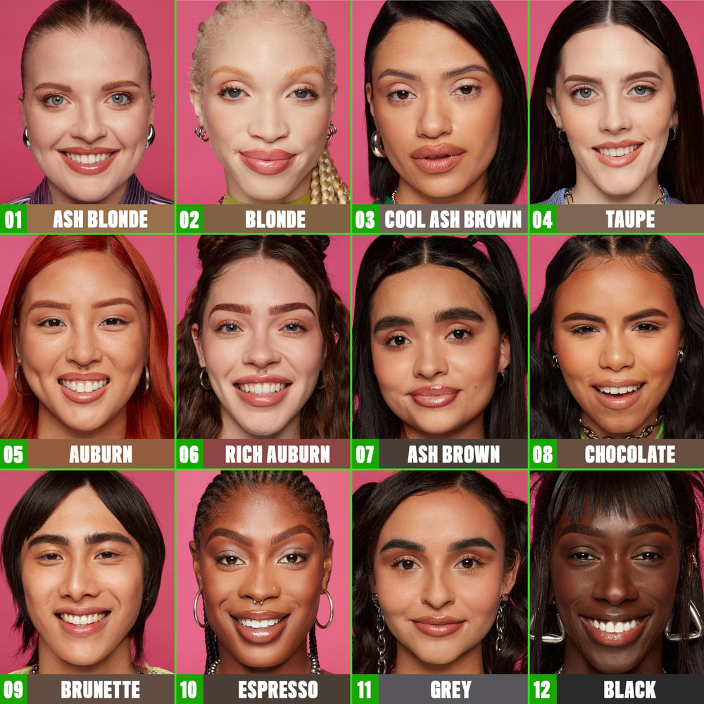 NYX PROFESSIONAL MAKEUP next to brow gel and brush in a vanity scene, shows styling versatility benefit