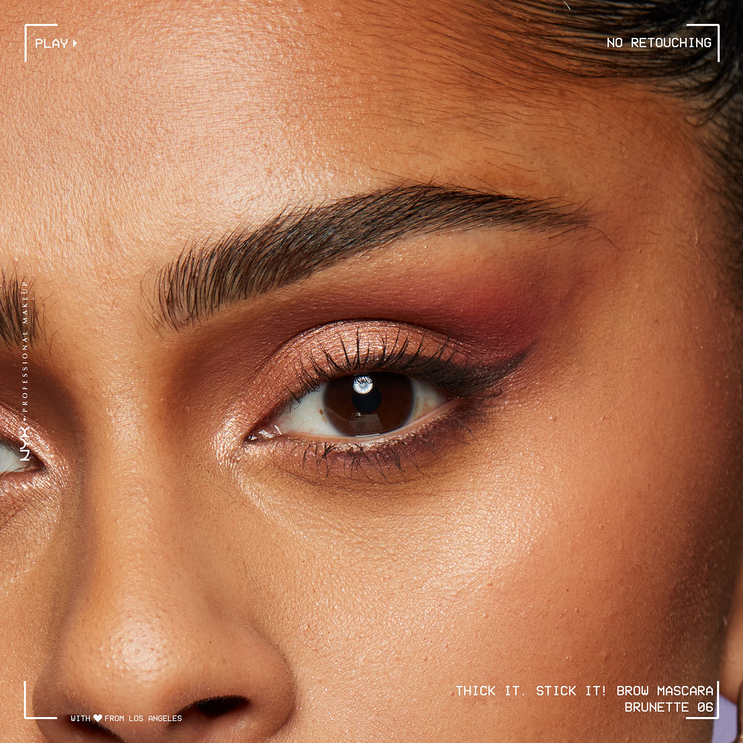 NYX Professional Makeup application on model demonstrating natural brow thickening benefit
