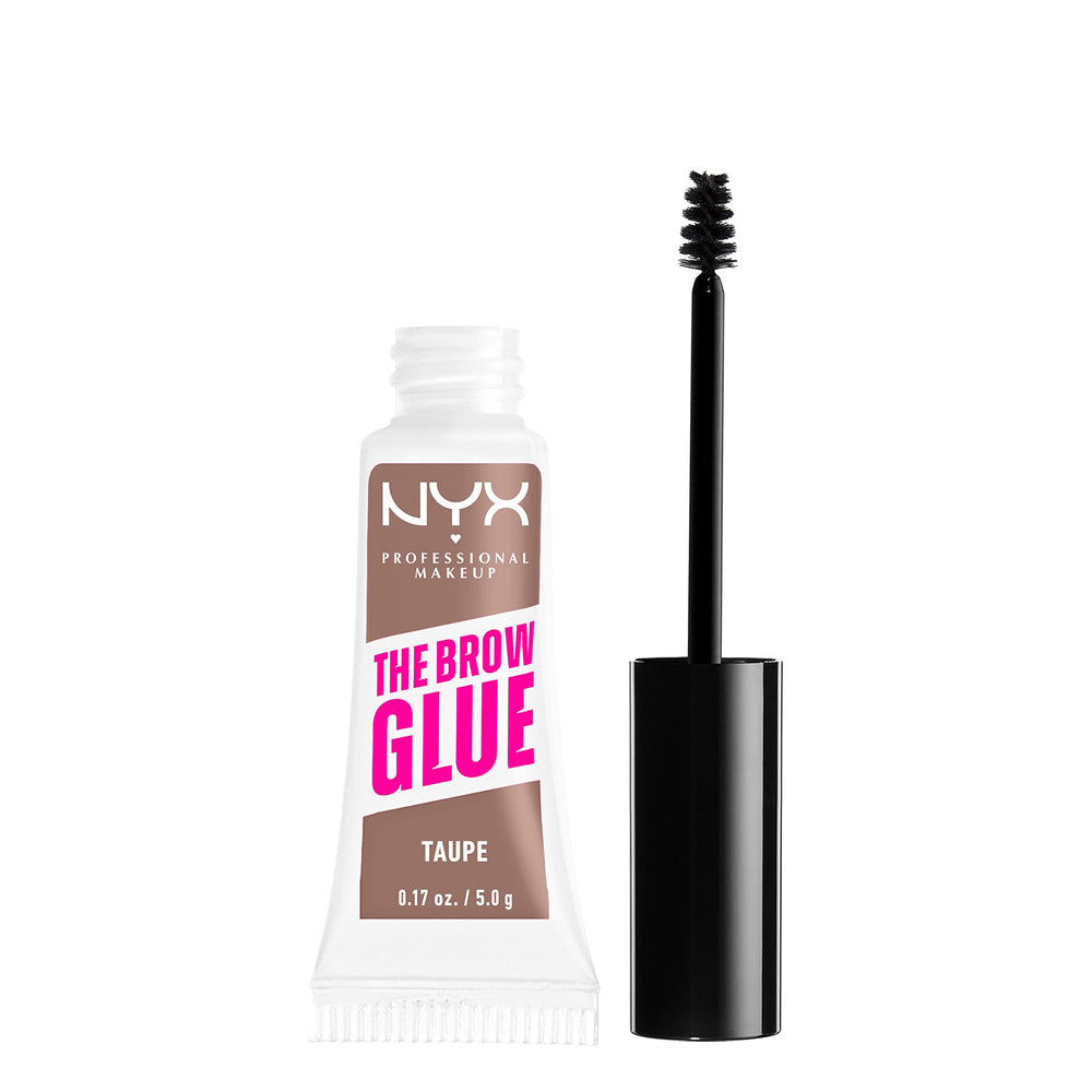NYX model applying brow glue in lifestyle setting showing long-wear benefit