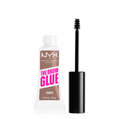 NYX model applying brow glue in lifestyle setting showing long-wear benefit