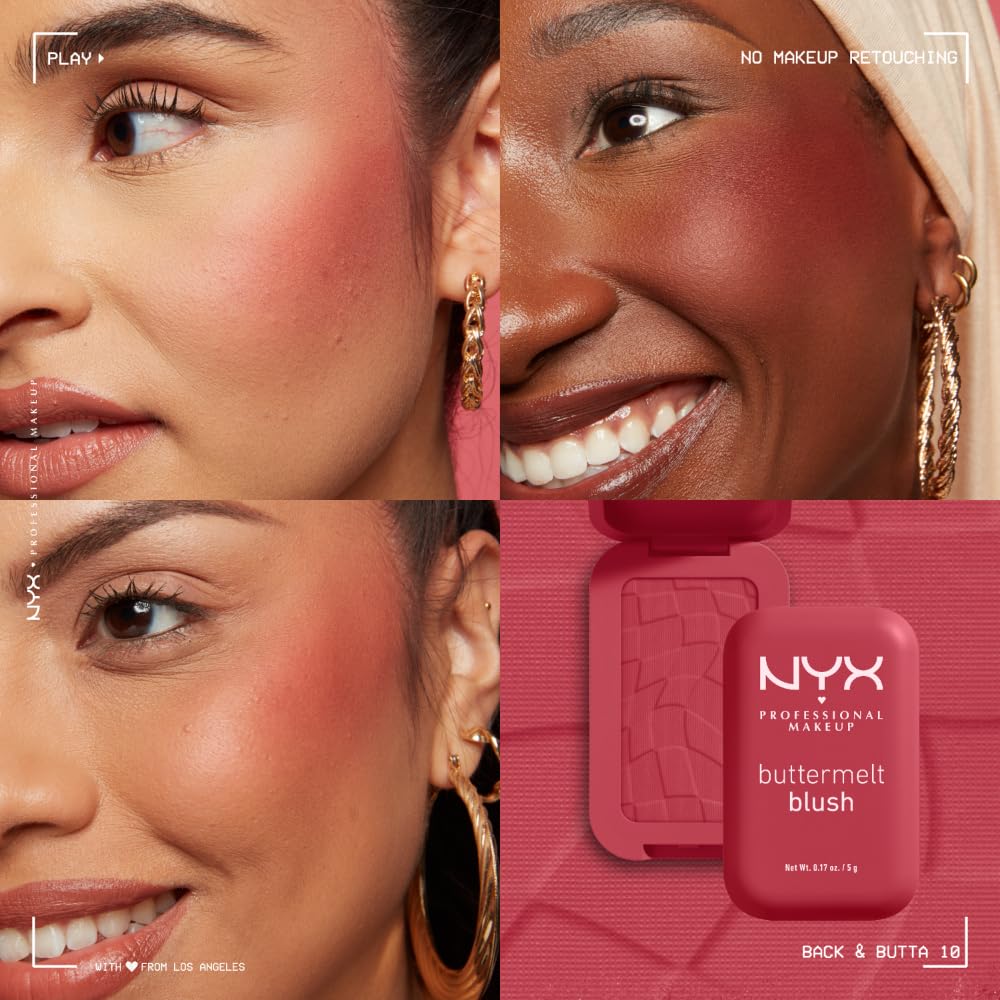NYX PROFESSIONAL MAKEUP before and after cheeks demonstrating long-wear color boost