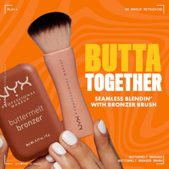 NYX PROFESSIONAL MAKEUP full face application photo showing warm sculpted complexion benefit