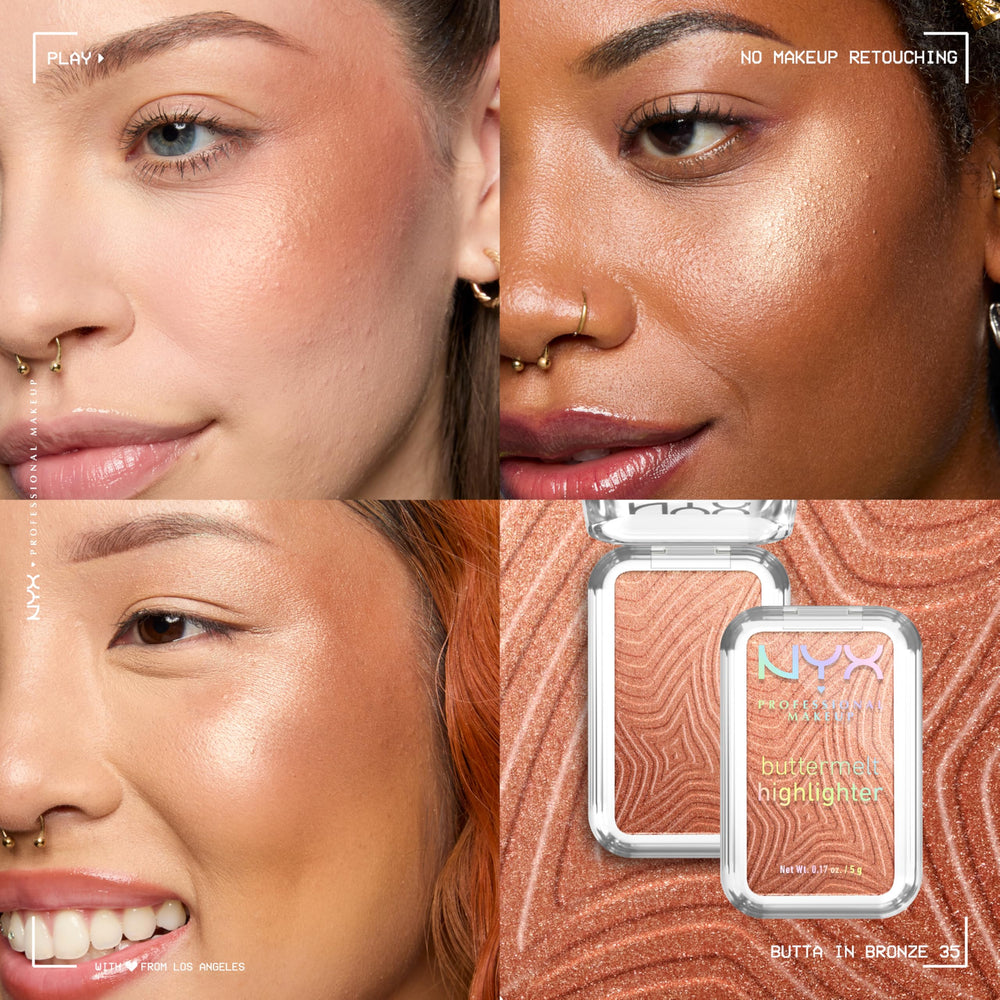 NYX Buttermelt arm swatch in natural light showing buildable bronzed sheen