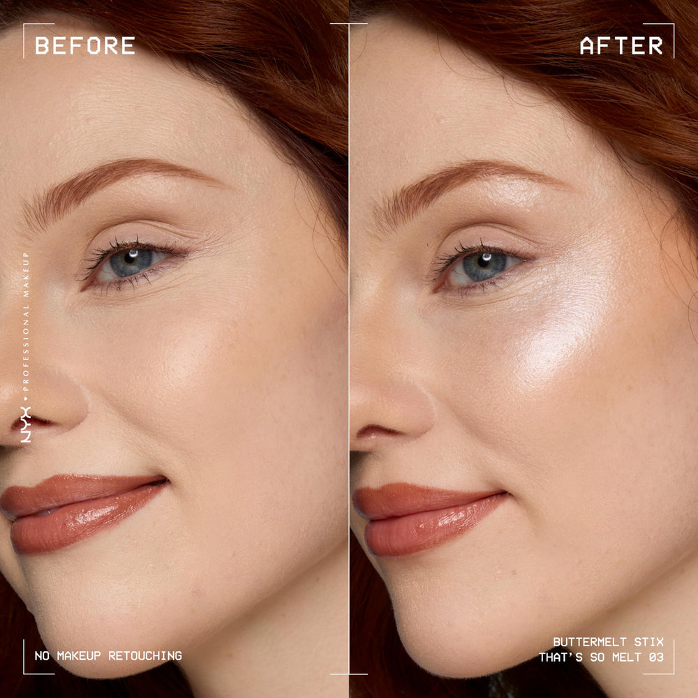 NYX PROFESSIONAL MAKEUP swatch stripe of Buttermelt texture showing sheer glaze and blendable finish