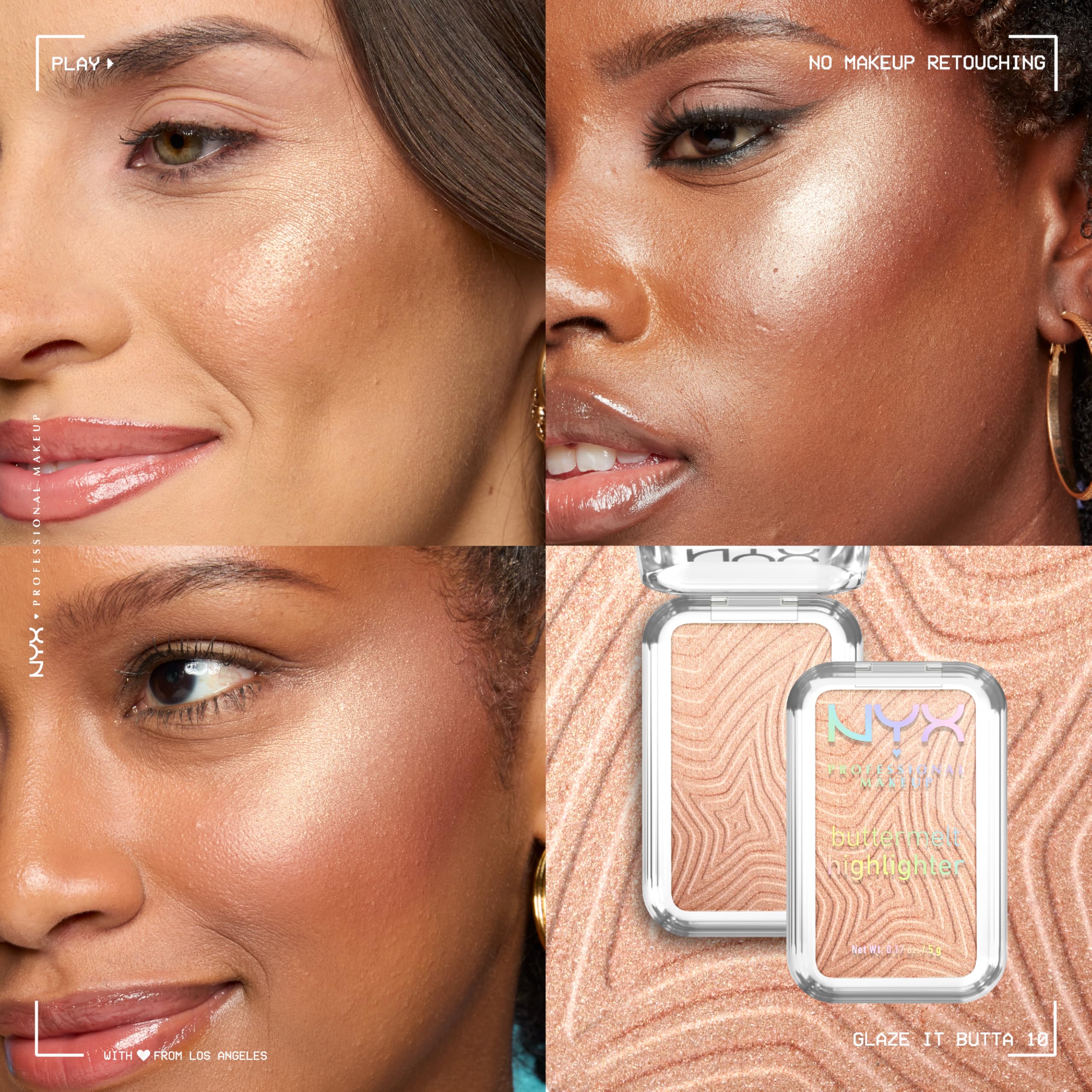 NYX PROFESSIONAL MAKEUP highlighter applied on cheekbone demonstrating luminous, longwear radiance