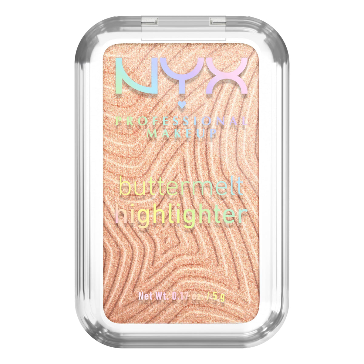 NYX PROFESSIONAL MAKEUP front compact of Buttermelt Highlighter showcasing product size and finish