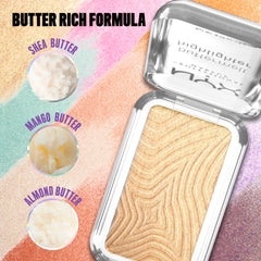 NYX PROFESSIONAL MAKEUP label and ingredients list highlighting buttery butters