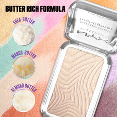 NYX Buttermelt open pan at an angle revealing buttery texture