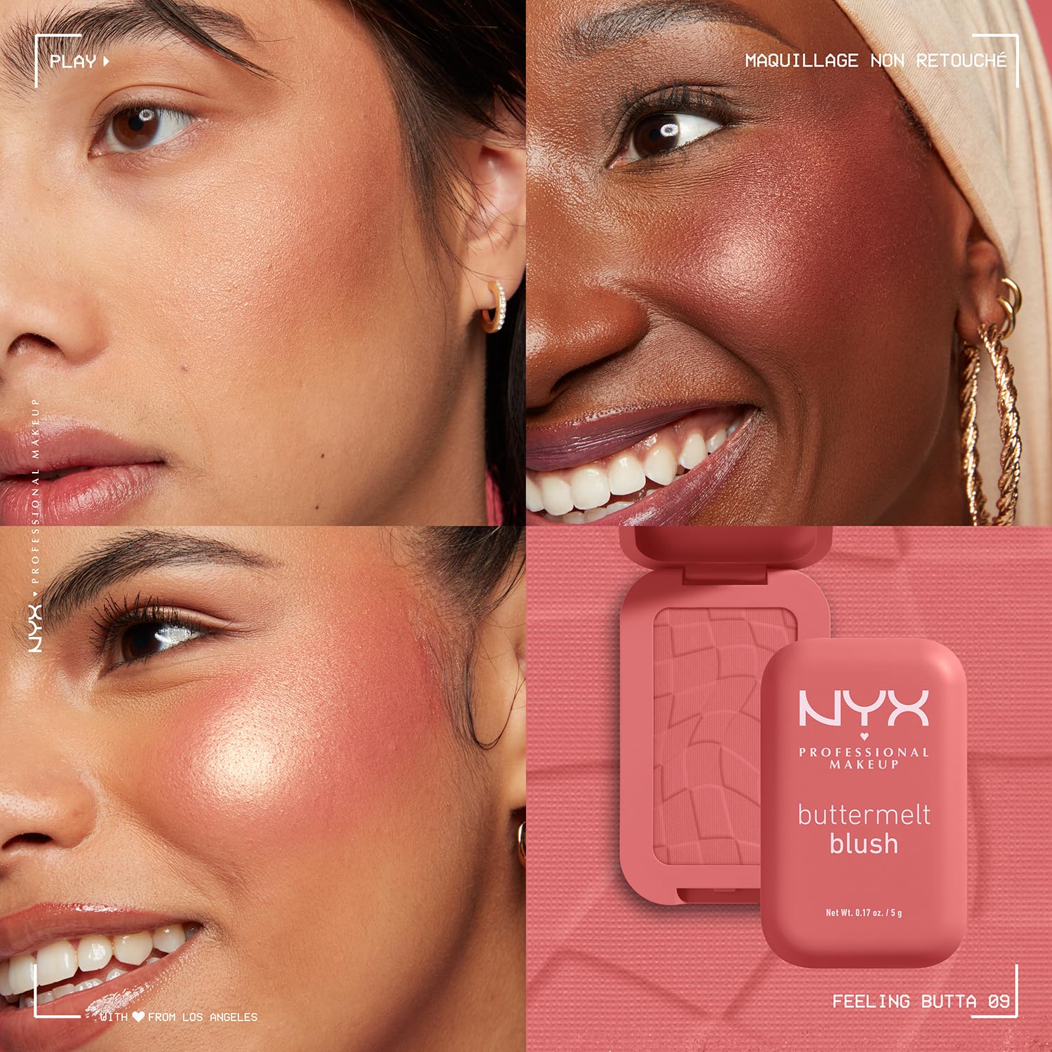 NYX PROFESSIONAL MAKEUP product pan in hand showing compact size and portability