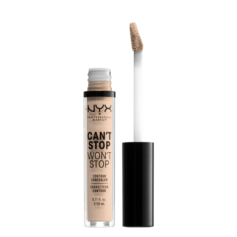NYX PROFESSIONAL MAKEUP concealer applicator and swatch showing creamy, high-coverage texture