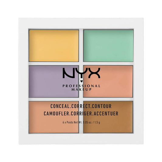 NYX palette front packaging showing six-shade layout and portability benefit