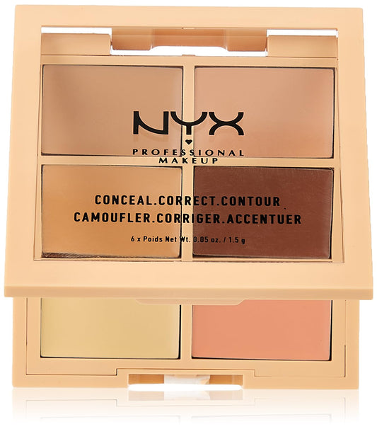 NYX PROFESSIONAL MAKEUP palette front view showing six shades and compact convenience