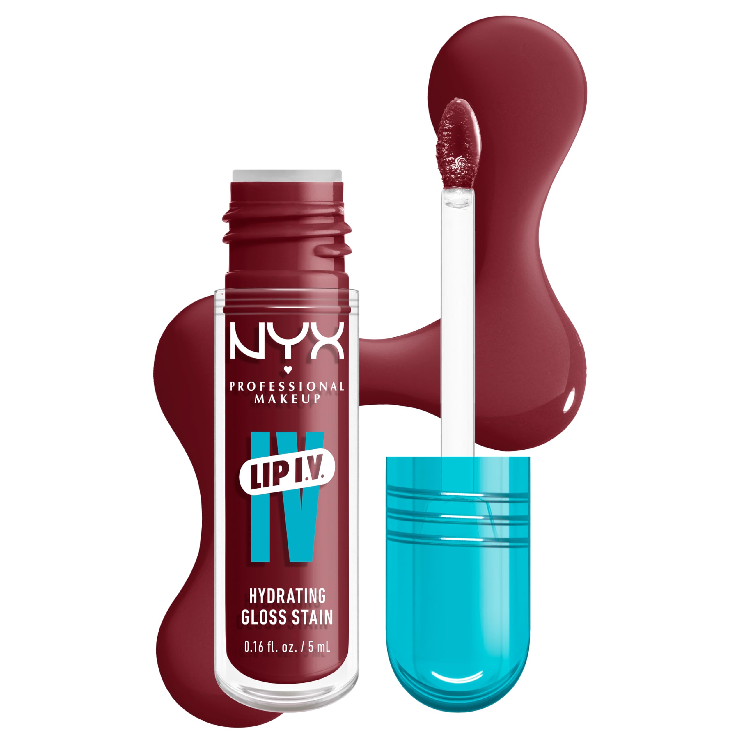 NYX front packaging showing Drippin In Rose and glossy finish benefit