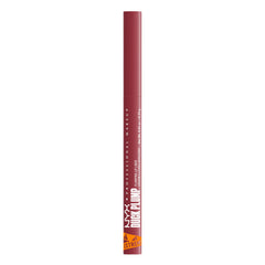 NYX PROFESSIONAL MAKEUP pencil held in hand showing travel-friendly size