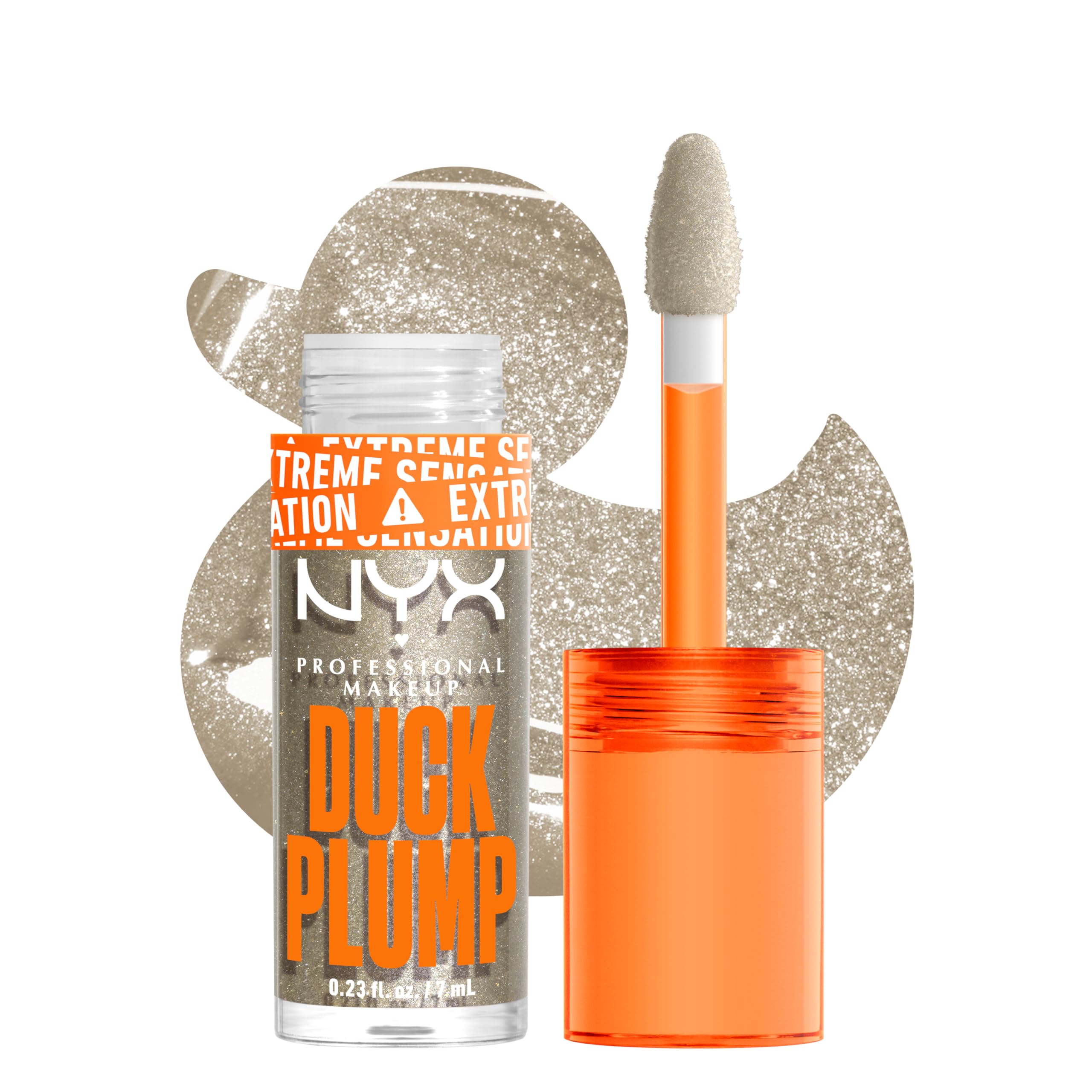 NYX PROFESSIONAL MAKEUP front packaging showing Quazy Silver sheen and benefits