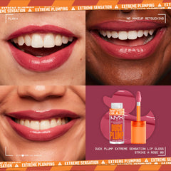 NYX PROFESSIONAL MAKEUP texture swipe of Strike A Rose showing high pigment and glossy payoff benefit