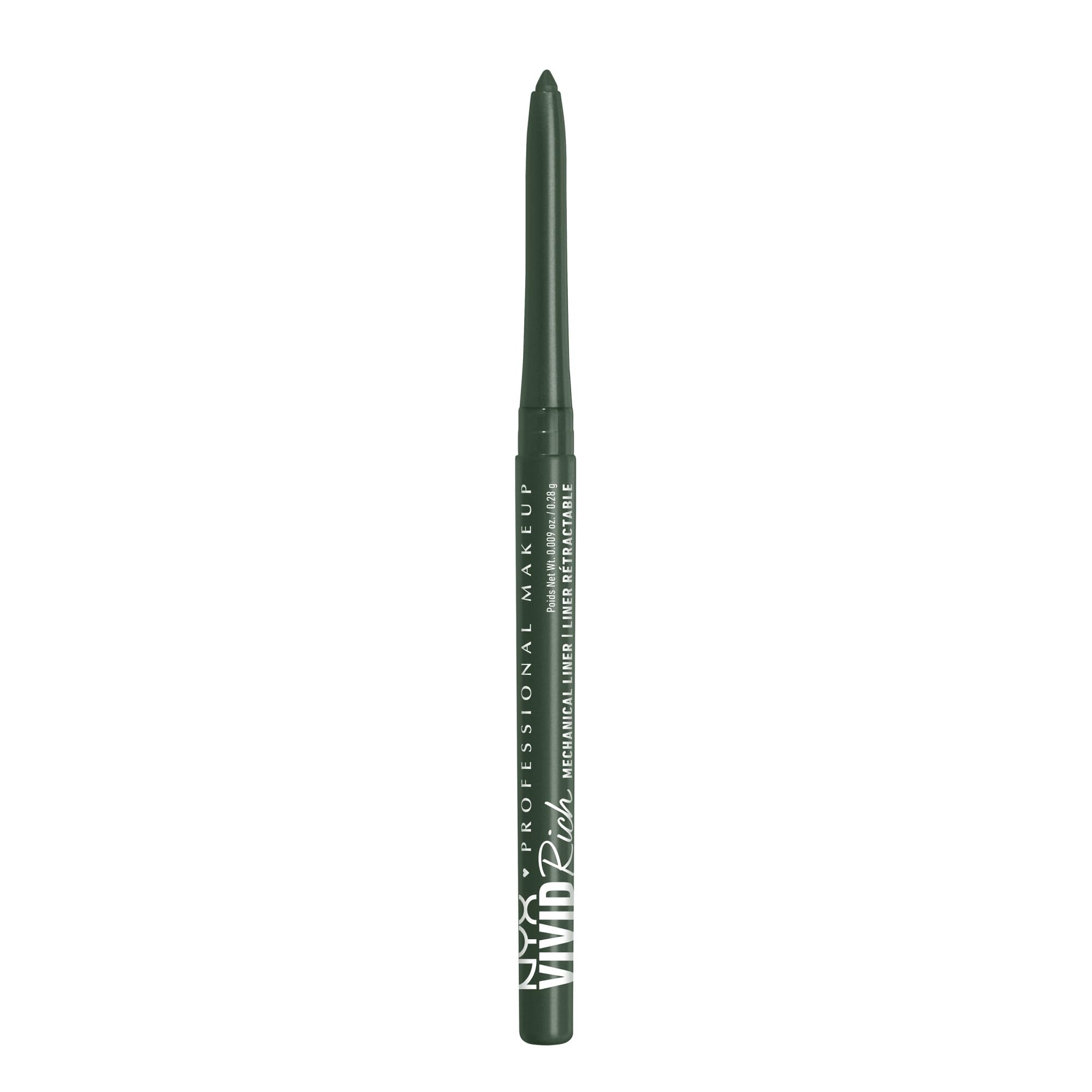 NYX PROFESSIONAL MAKEUP front packaging showing emerald pencil and branding benefits pop of color