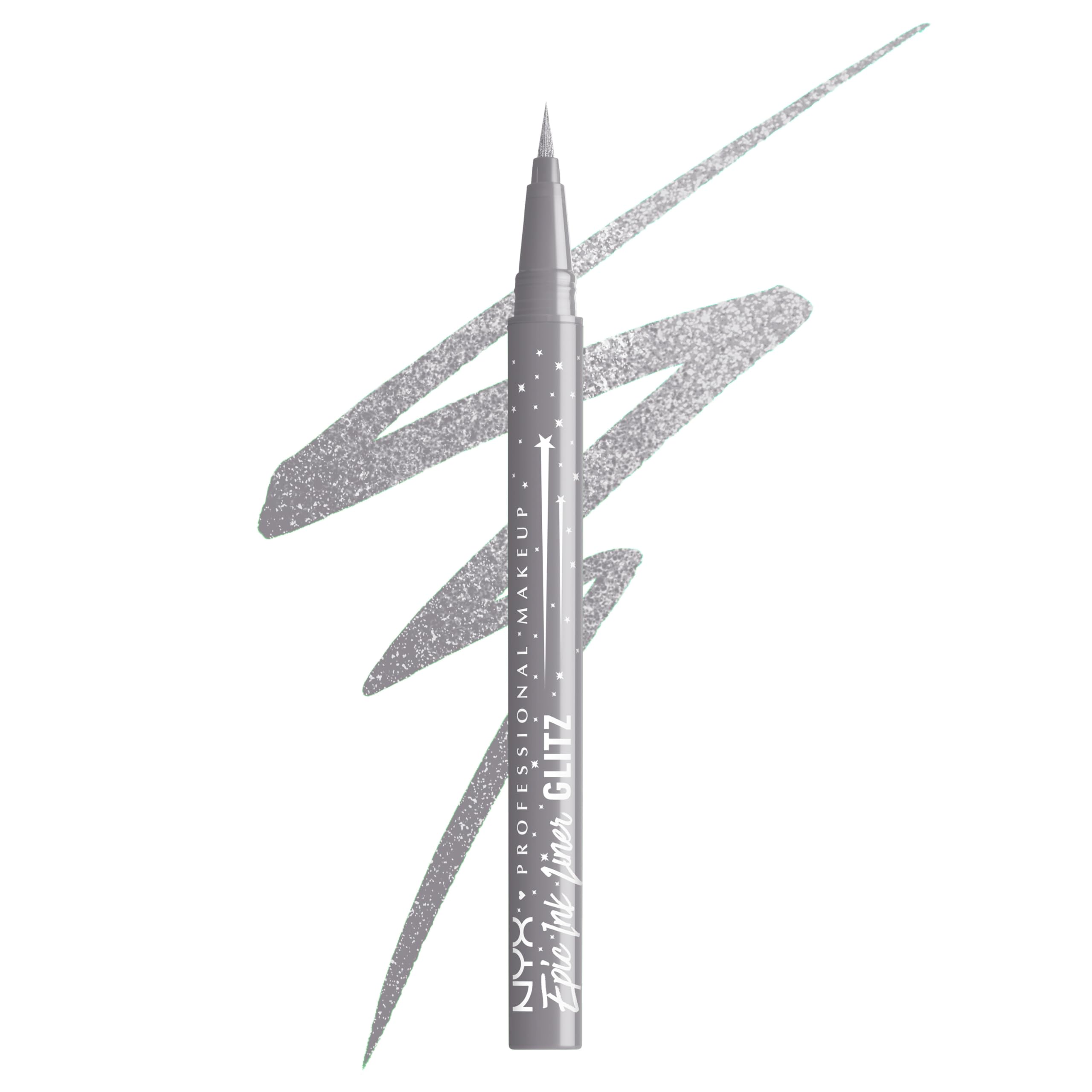 NYX PROFESSIONAL MAKEUP front packaging of Epic Ink Glitz Flashy Flare, clear product view and benefit