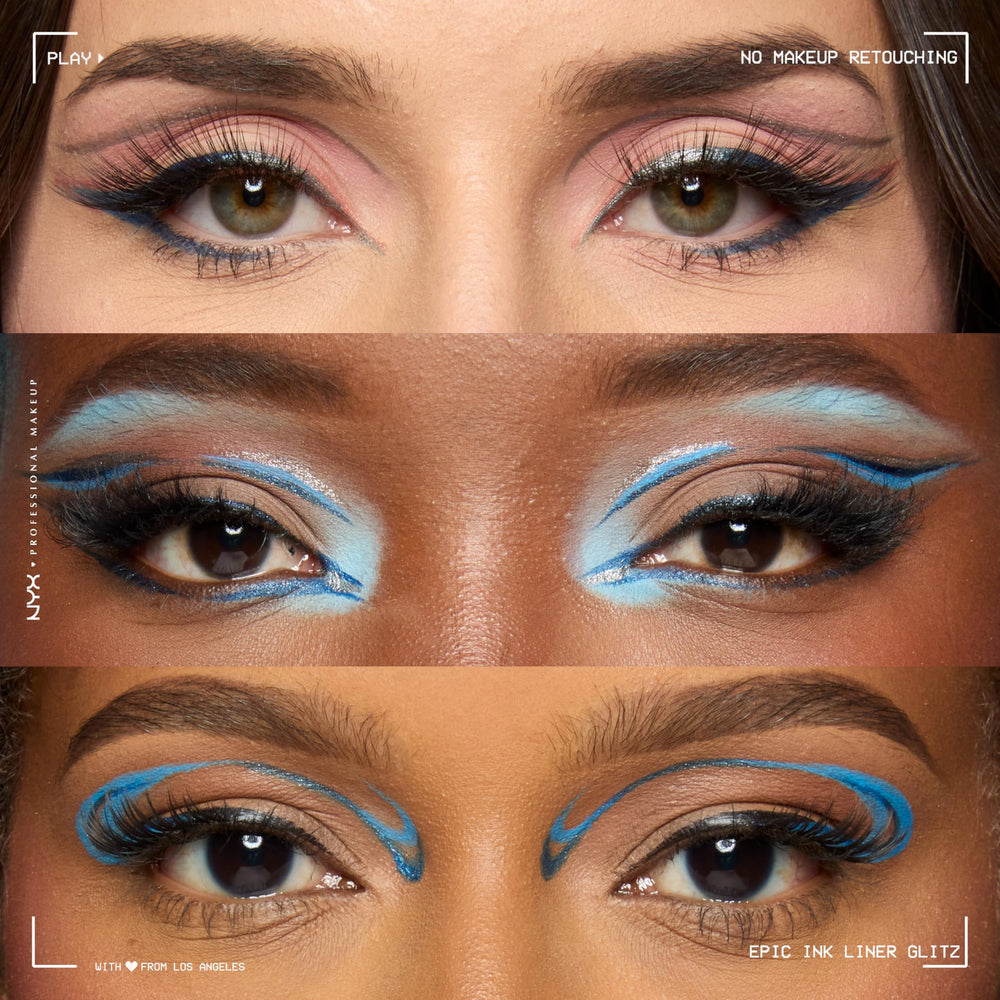 NYX PROFESSIONAL MAKEUP winged eyeliner look with bold metallic finish