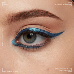 NYX PROFESSIONAL MAKEUP winged eyeliner on eye adding reflective drama