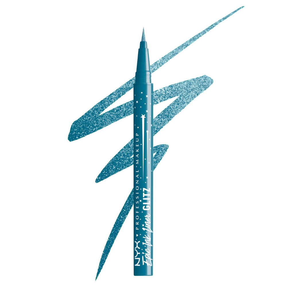 NYX PROFESSIONAL MAKEUP pen front packaging showing teal shimmer and shade name