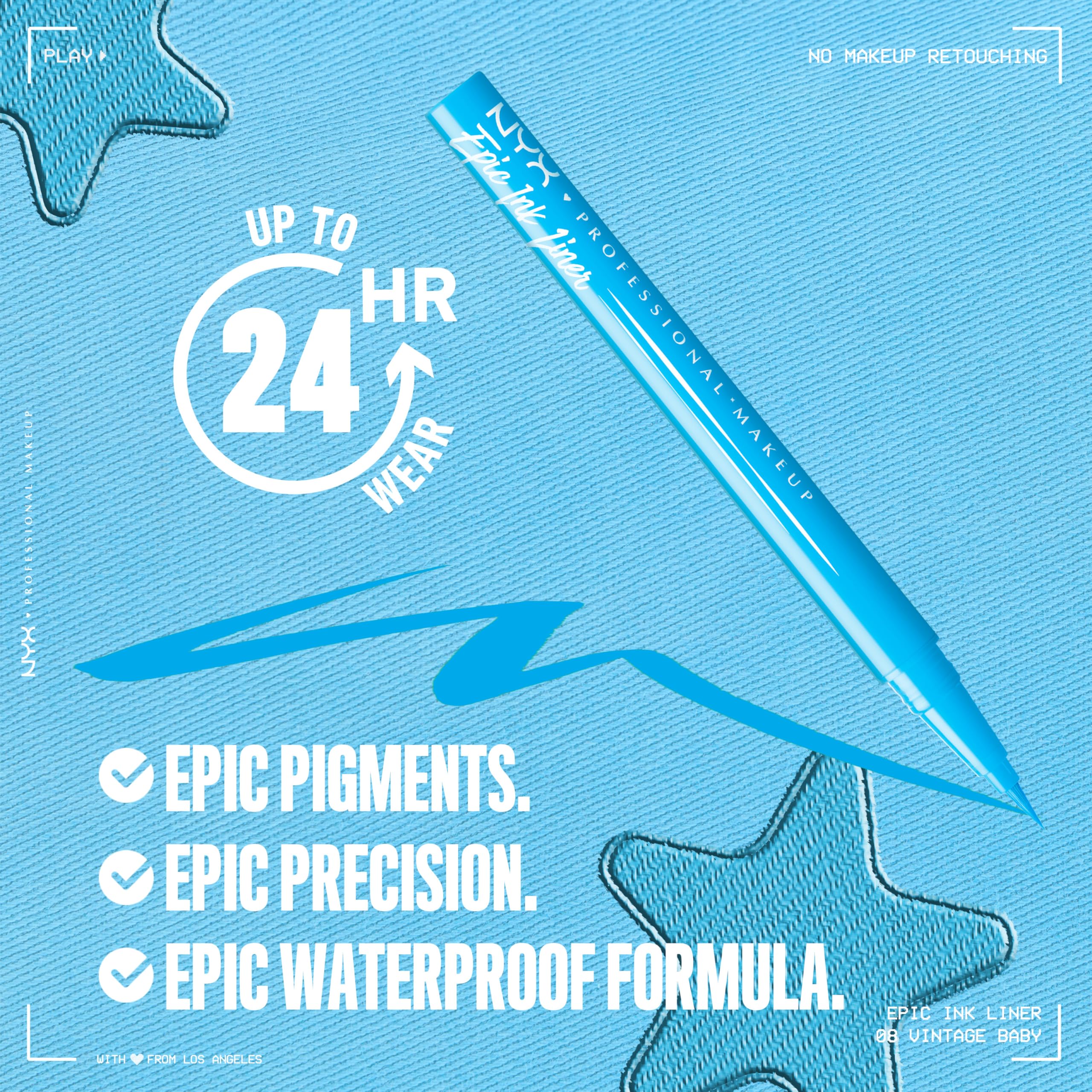 NYX Epic Ink Liner felt-tip close-up demonstrating precision for crisp lines