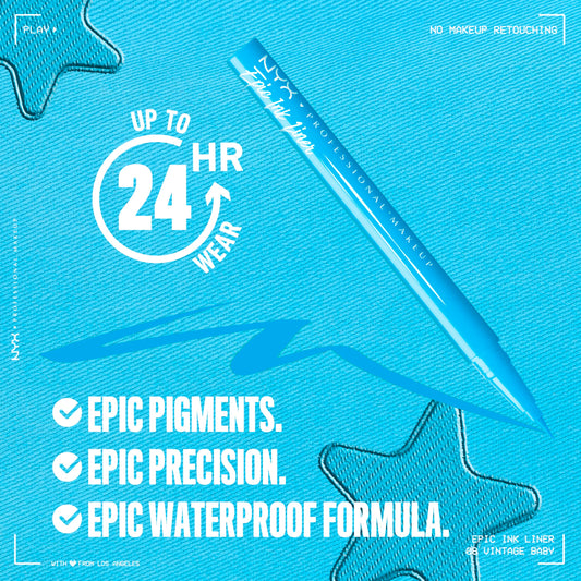 NYX Epic Ink Liner felt-tip close-up demonstrating precision for crisp lines