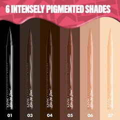 NYX PROFESSIONAL MAKEUP liner held in hand demonstrating travel-friendly size and control
