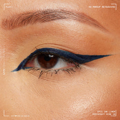 NYX PROFESSIONAL MAKEUP winged eyeliner on eye showing long-lasting definition