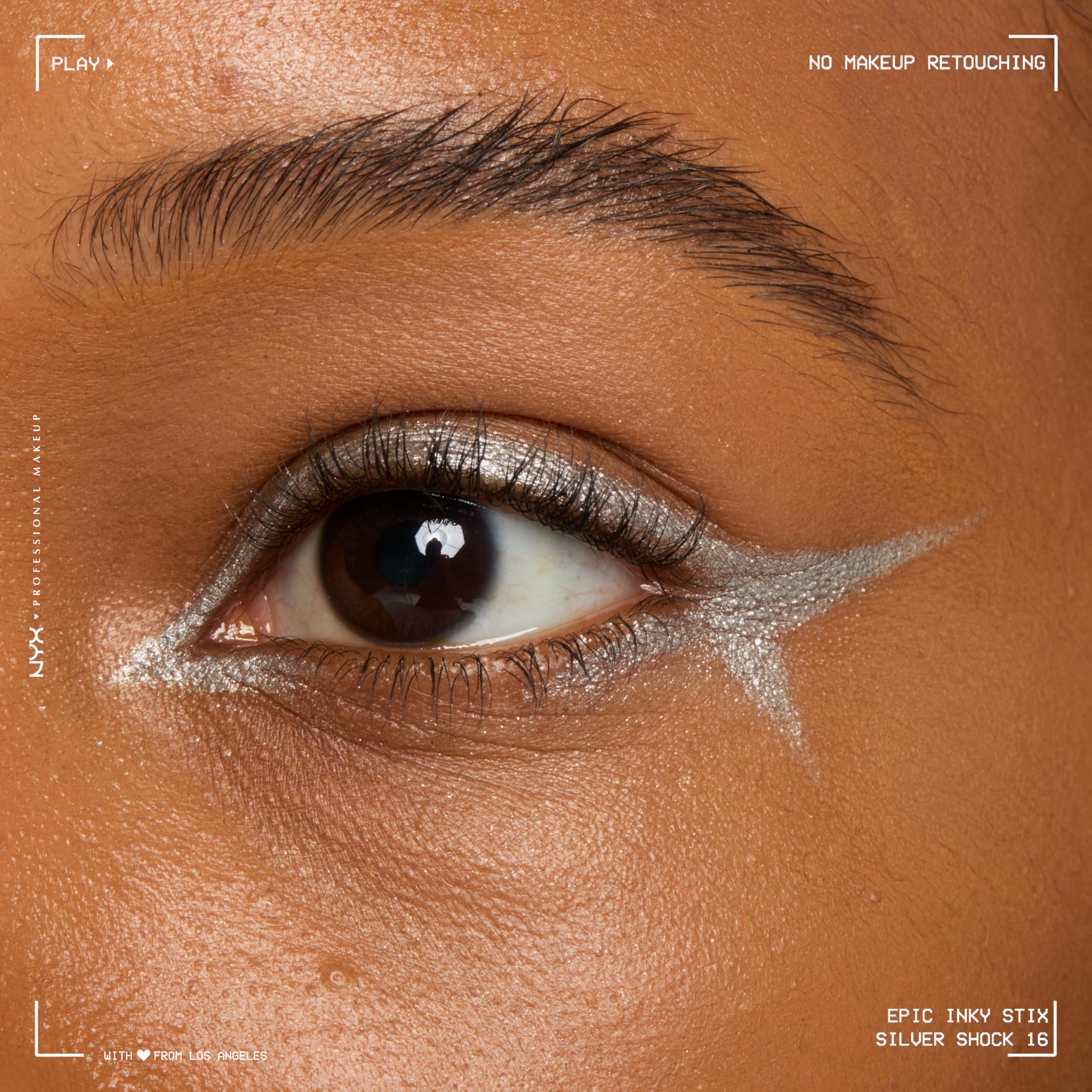 NYX PROFESSIONAL MAKEUP close-up of the slanted tip demonstrating precision for crisp liner control