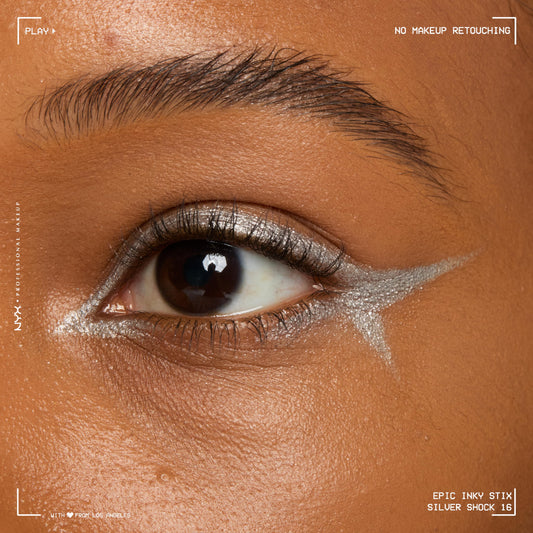 NYX PROFESSIONAL MAKEUP close-up of the slanted tip demonstrating precision for crisp liner control