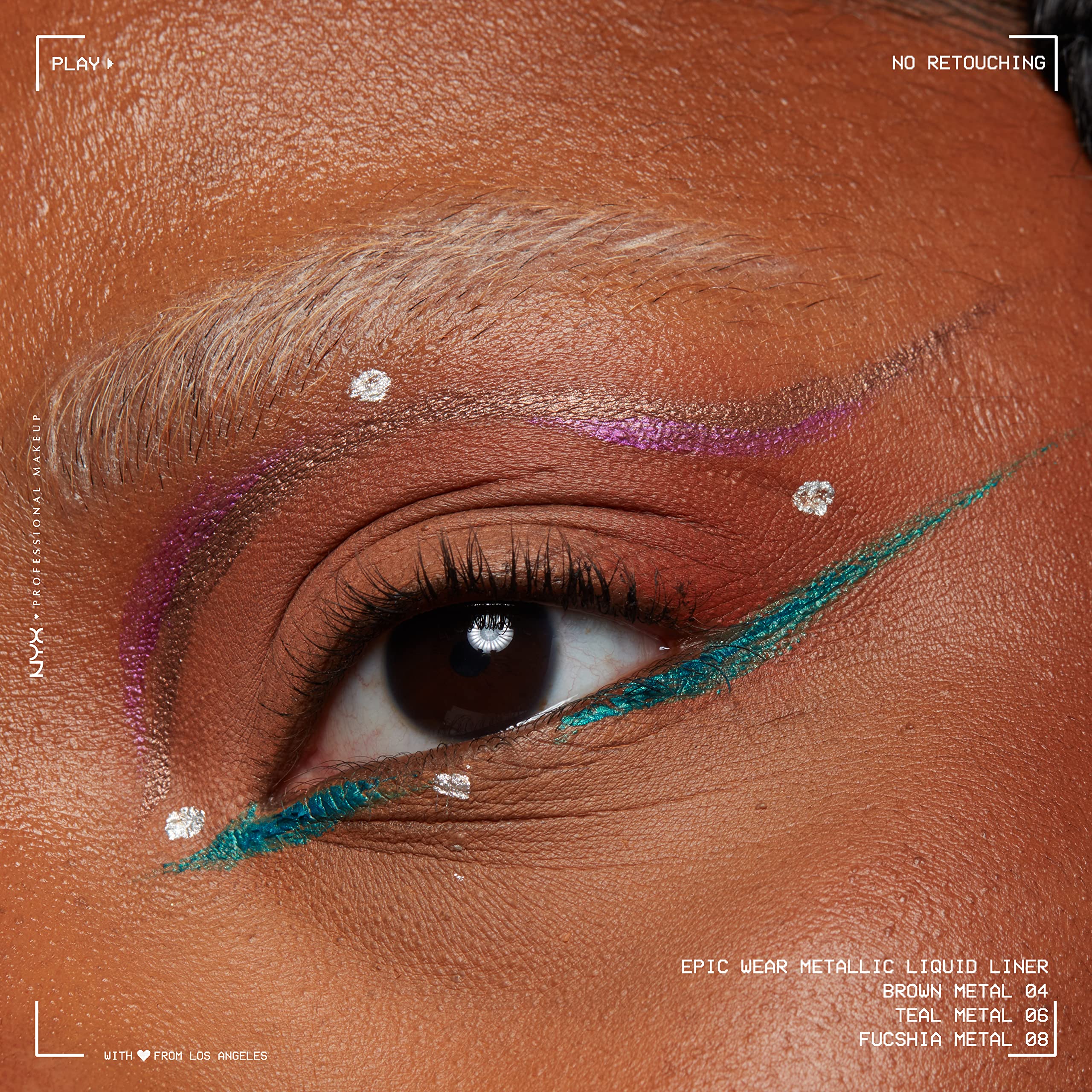 NYX PROFESSIONAL MAKEUP used in festival body art showing bold reflective benefit