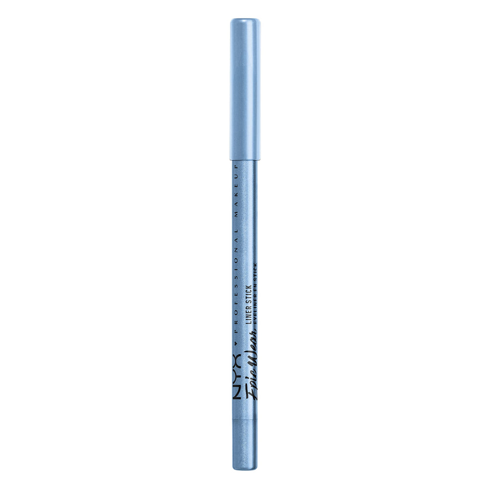 NYX PROFESSIONAL MAKEUP model applying Chill Blue winged liner, crisp long‑lasting line