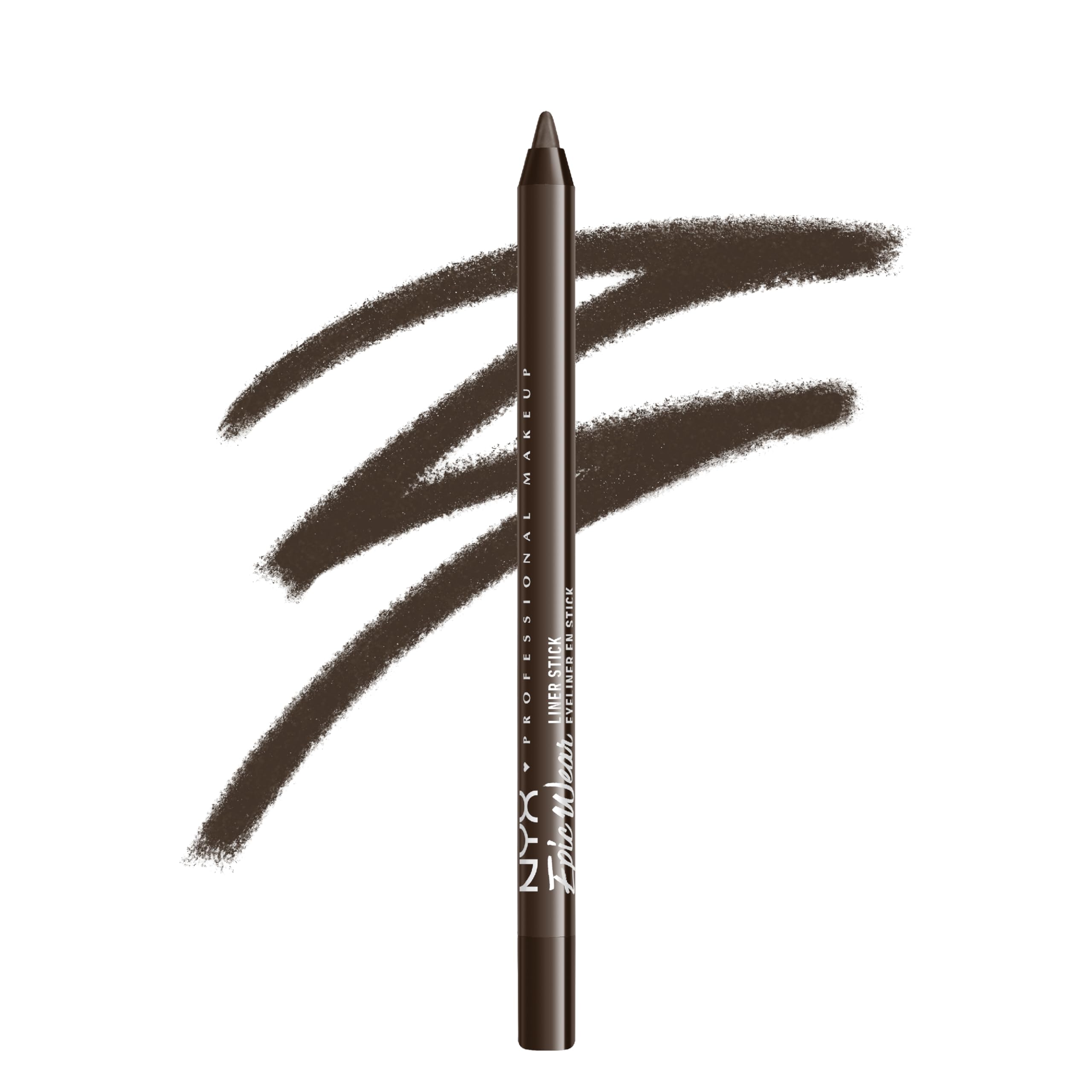 NYX PROFESSIONAL MAKEUP pencil front view showing sleek packaging and portability benefit