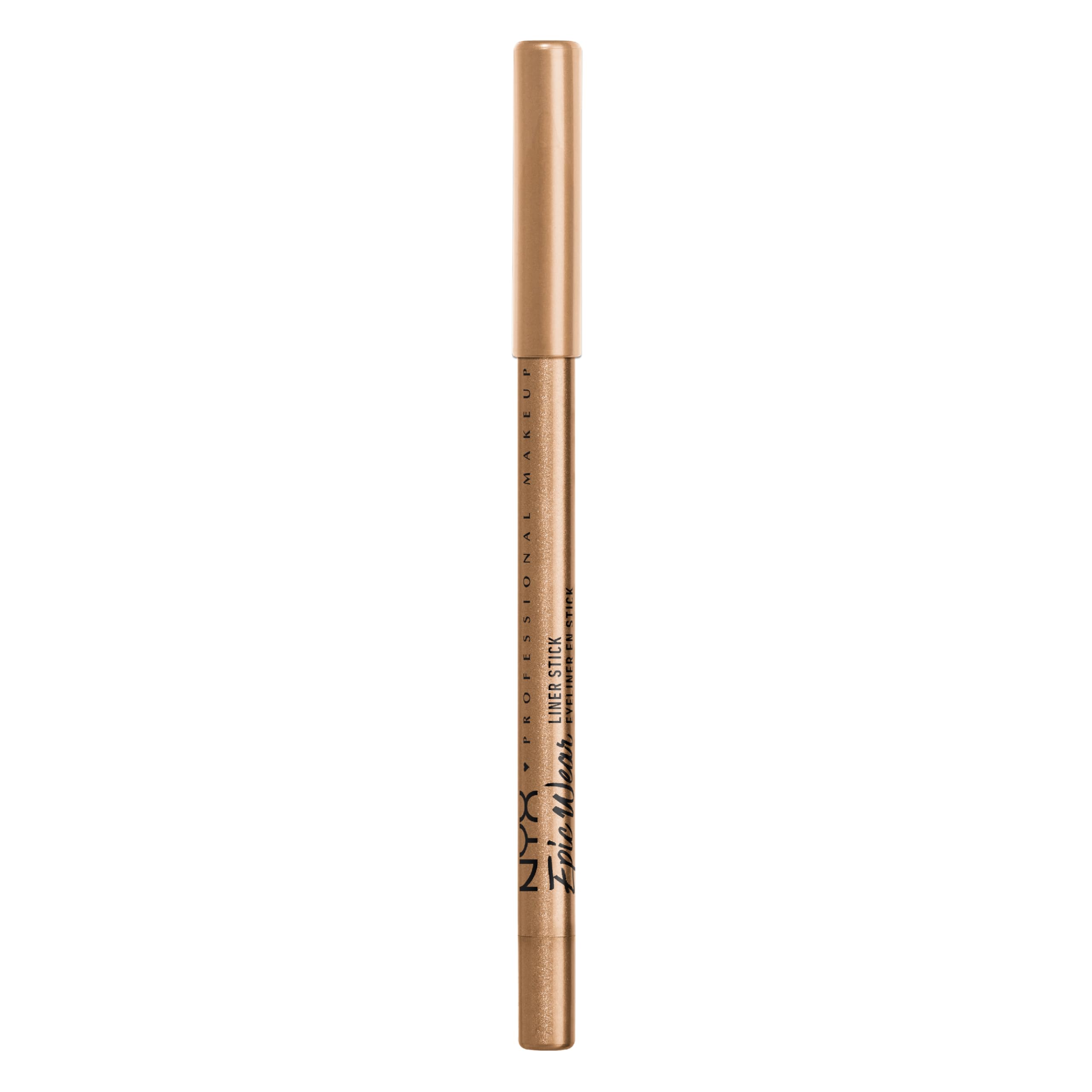 NYX PROFESSIONAL MAKEUP Epic Wear Liner applied to eyelid in winged look demonstrating bold metallic payoff benefit