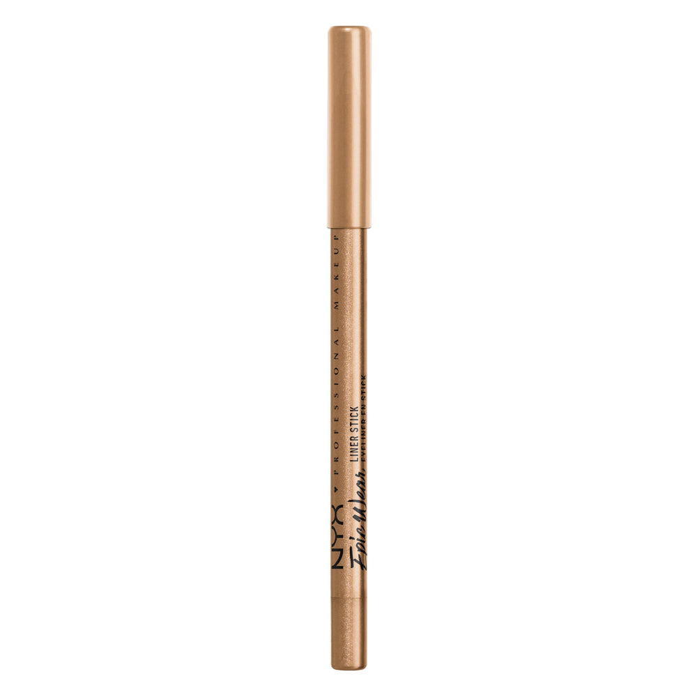 NYX PROFESSIONAL MAKEUP Epic Wear Liner applied to eyelid in winged look demonstrating bold metallic payoff benefit