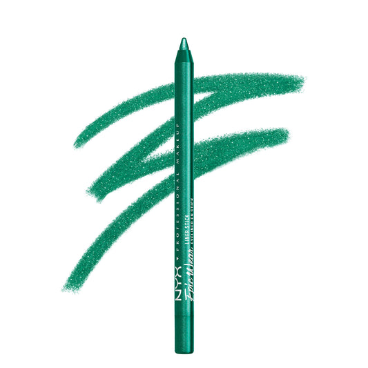 NYX PROFESSIONAL MAKEUP pencil front view showing color and finish, vibrant payoff