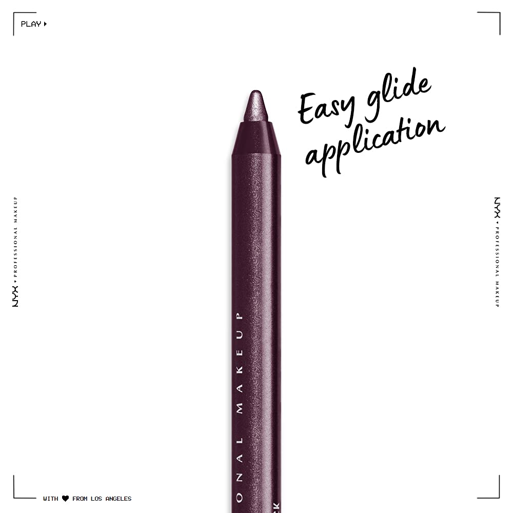NYX PROFESSIONAL MAKEUP winged eyeliner application in Berry Goth showing bold definition