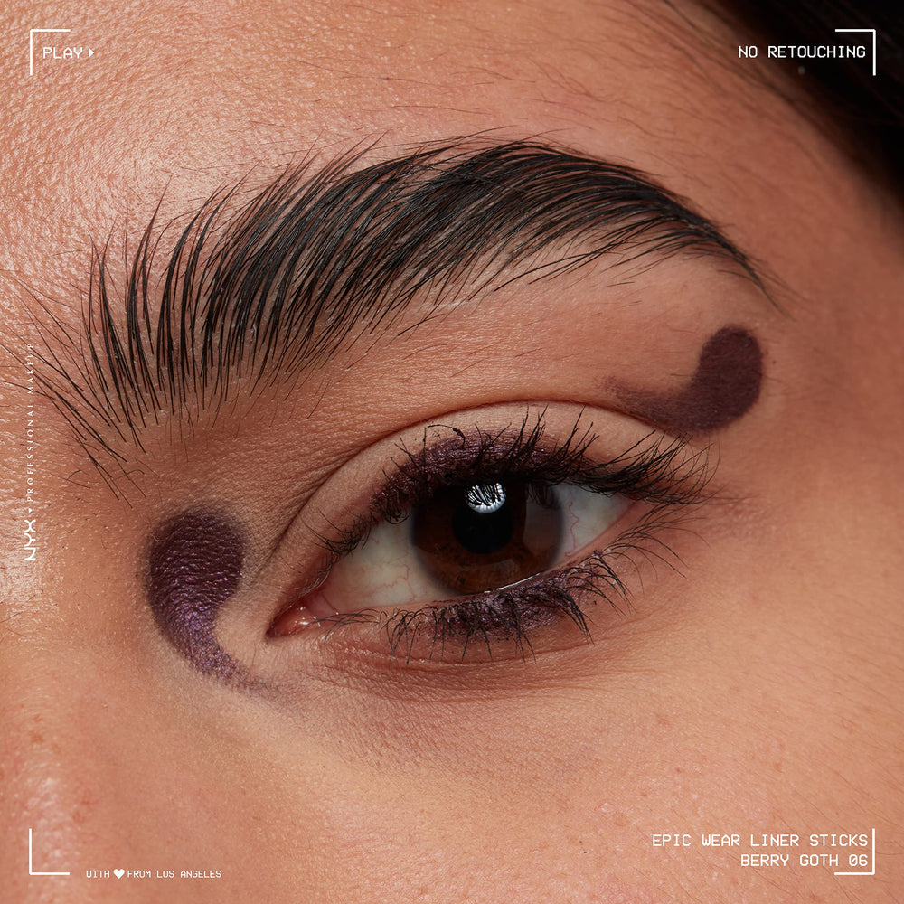 NYX PROFESSIONAL MAKEUP swatch of Berry Goth texture showing smooth pigment payoff