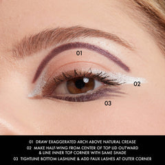 NYX PROFESSIONAL MAKEUP liner in hand indicates travel-ready size and easy control