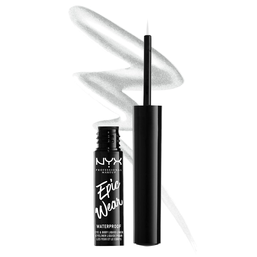 NYX PROFESSIONAL MAKEUP silver metal front packaging showing product and shade name with clear benefit