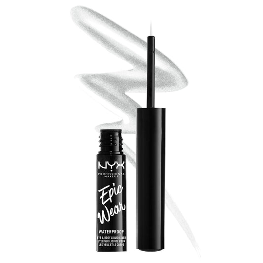 NYX PROFESSIONAL MAKEUP silver metal front packaging showing product and shade name with clear benefit