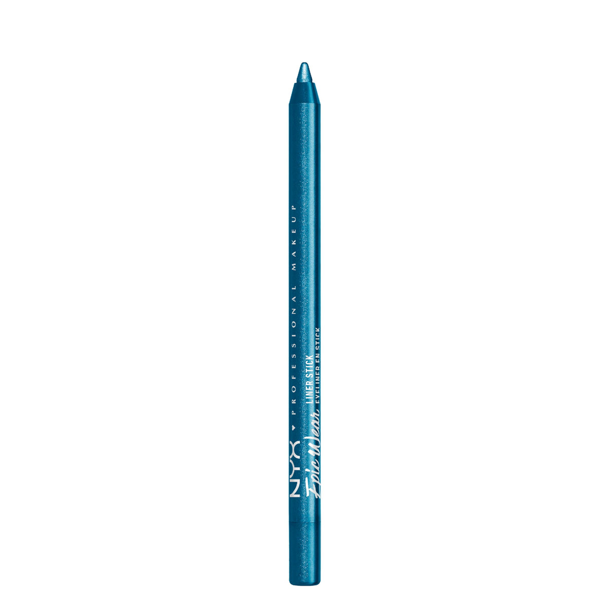 NYX PROFESSIONAL MAKEUP turquoise pencil front view showing sleek packaging and precise tip benefit bold control