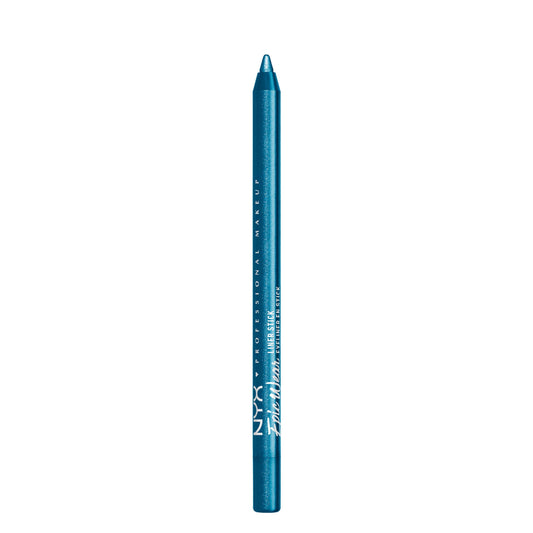 NYX PROFESSIONAL MAKEUP turquoise pencil front view showing sleek packaging and precise tip benefit bold control