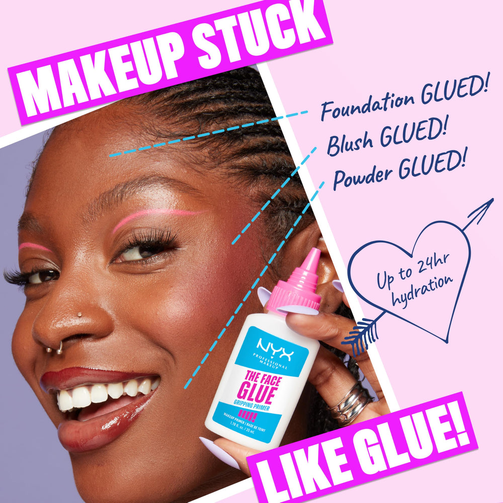 NYX The Face Glue creamy texture close-up showing hydrating, non-greasy finish